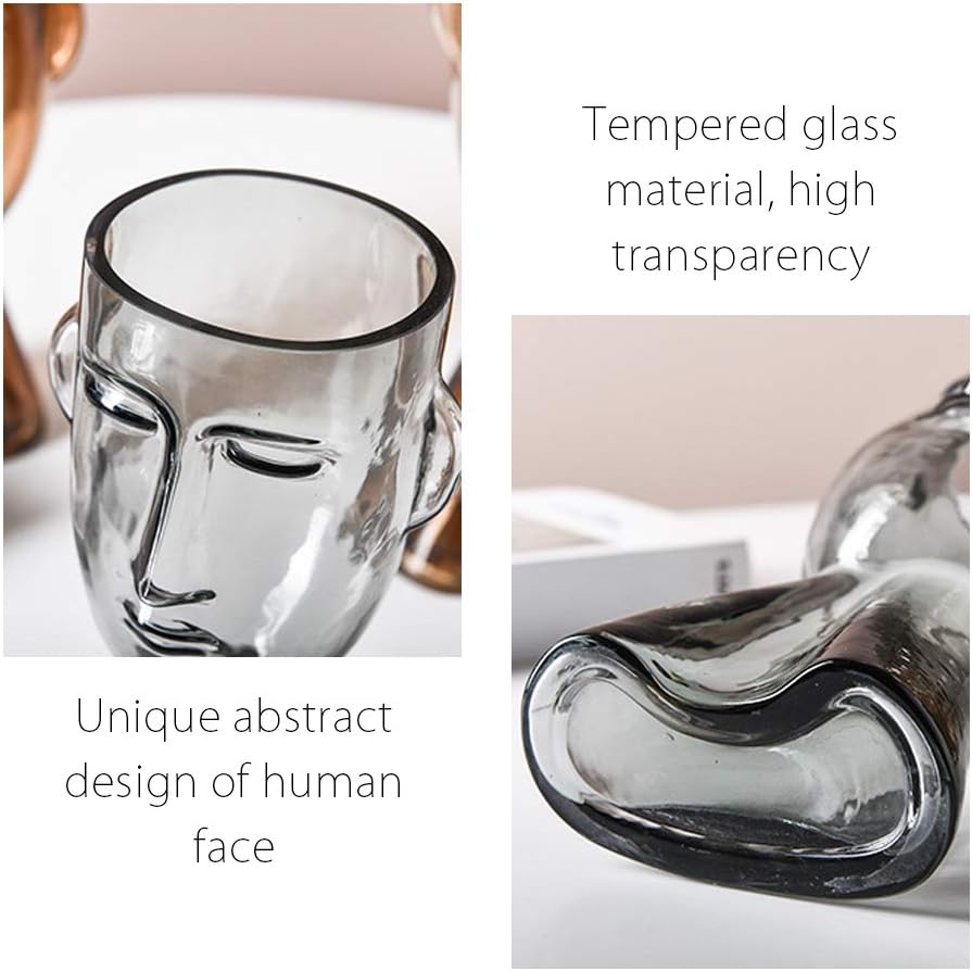 Floral Vase Glass Decorative Large Head Planter Urn
