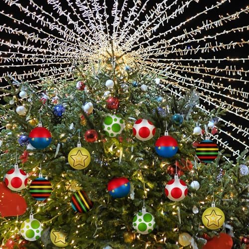 15 Pcs Glittering Christmas Balls Ornament Set