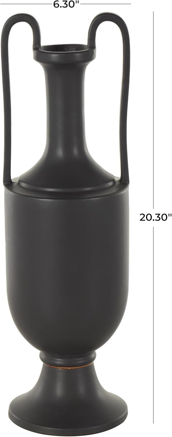 Deco 79 Matte Black Ceramic Fluted Urn Vase