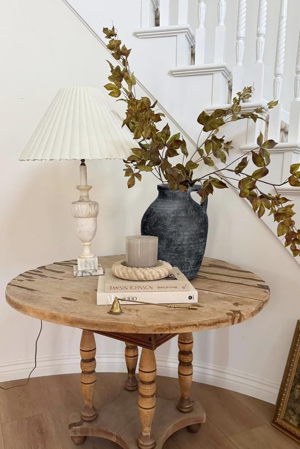 Ceramic Black Rustic Farmhouse Vase 9 Inch Decor