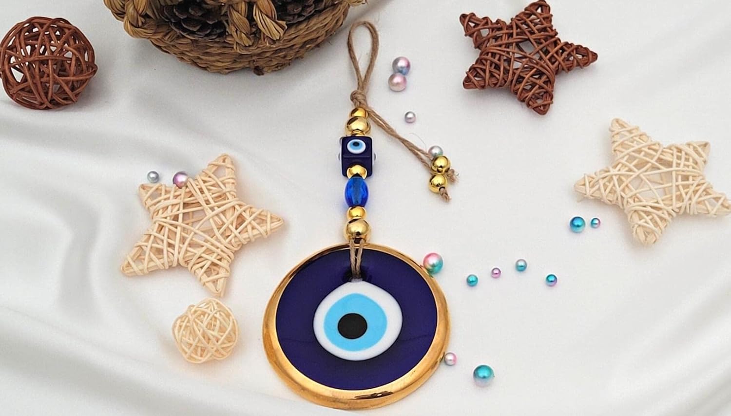 35 Gold Turkish Evil Eye Wall Hanging