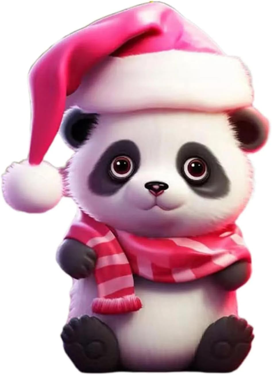 Pink Acrylic Christmas Panda Ornament Style C
