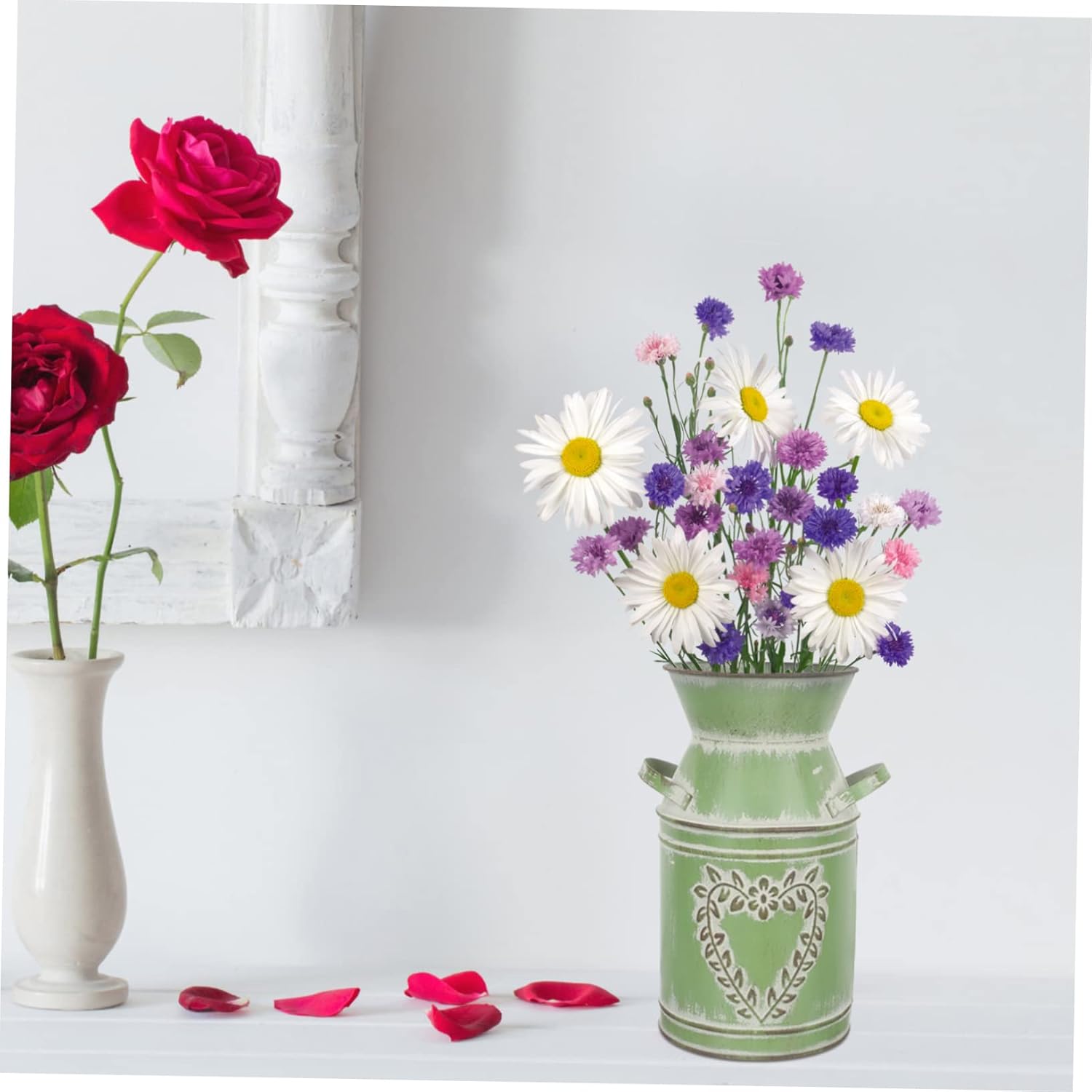 Rustic Metal Flower Pot with Handles for Home Decor