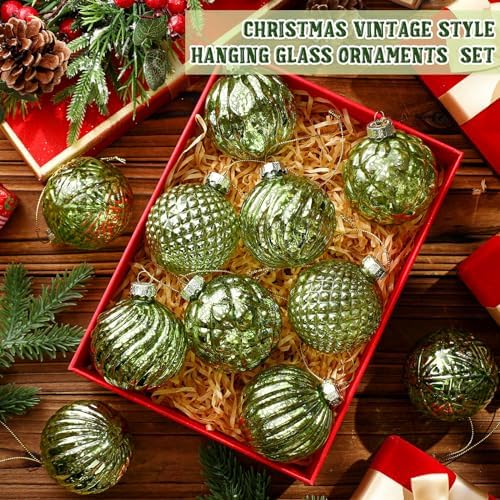 Jenaai 12 Pcs 236 Inch Glass Christmas Ball Ornaments