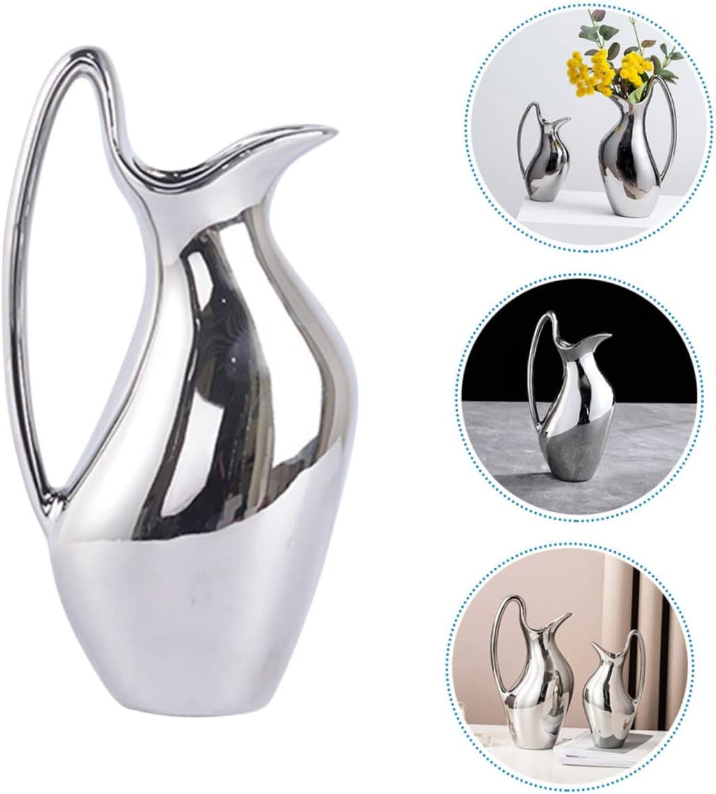 IMIKEYA Creative Ceramic Pitcher Flower Vase 10 Inch Farmhouse Decor