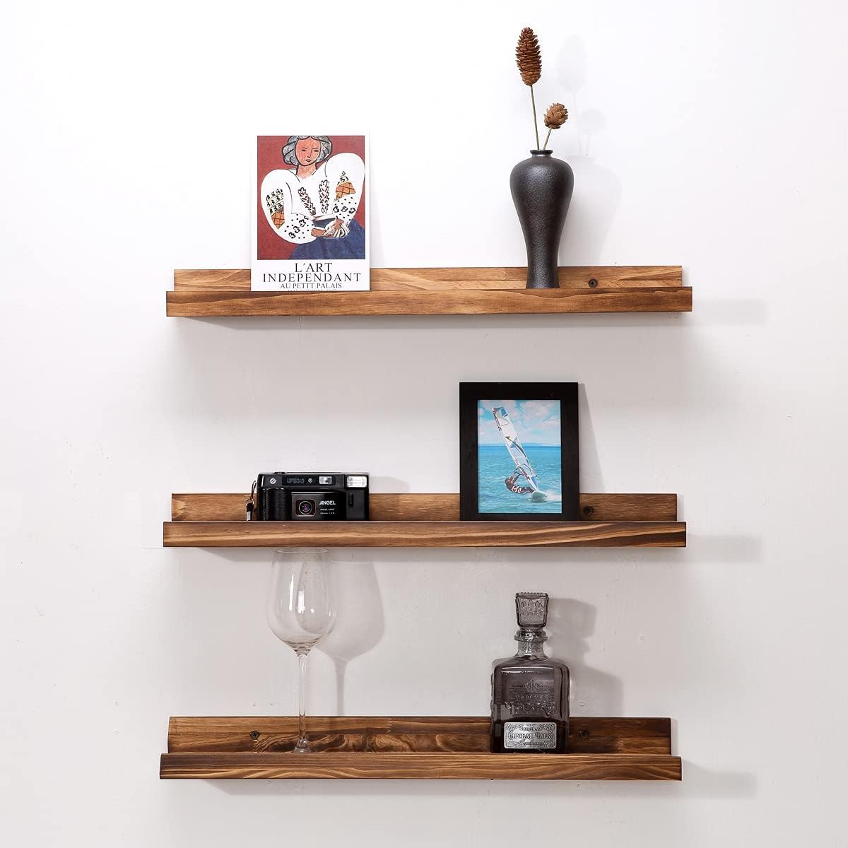 MBYD 3 Pc 24 Inch Floating Shelves Natural Wood