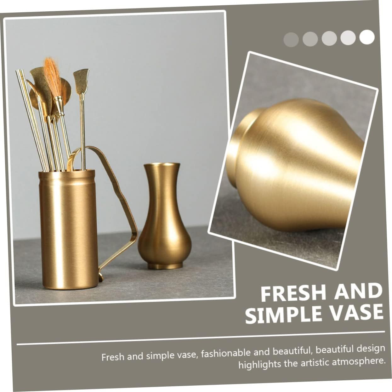 VINTORKY 1Pc Brass Flower Holder Vase for Home Decor