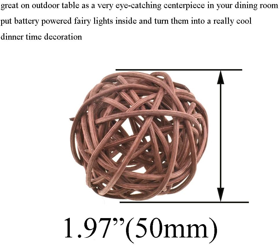HAHIYO 50mm Wicker Rattan Balls 12PCS Brown Decor