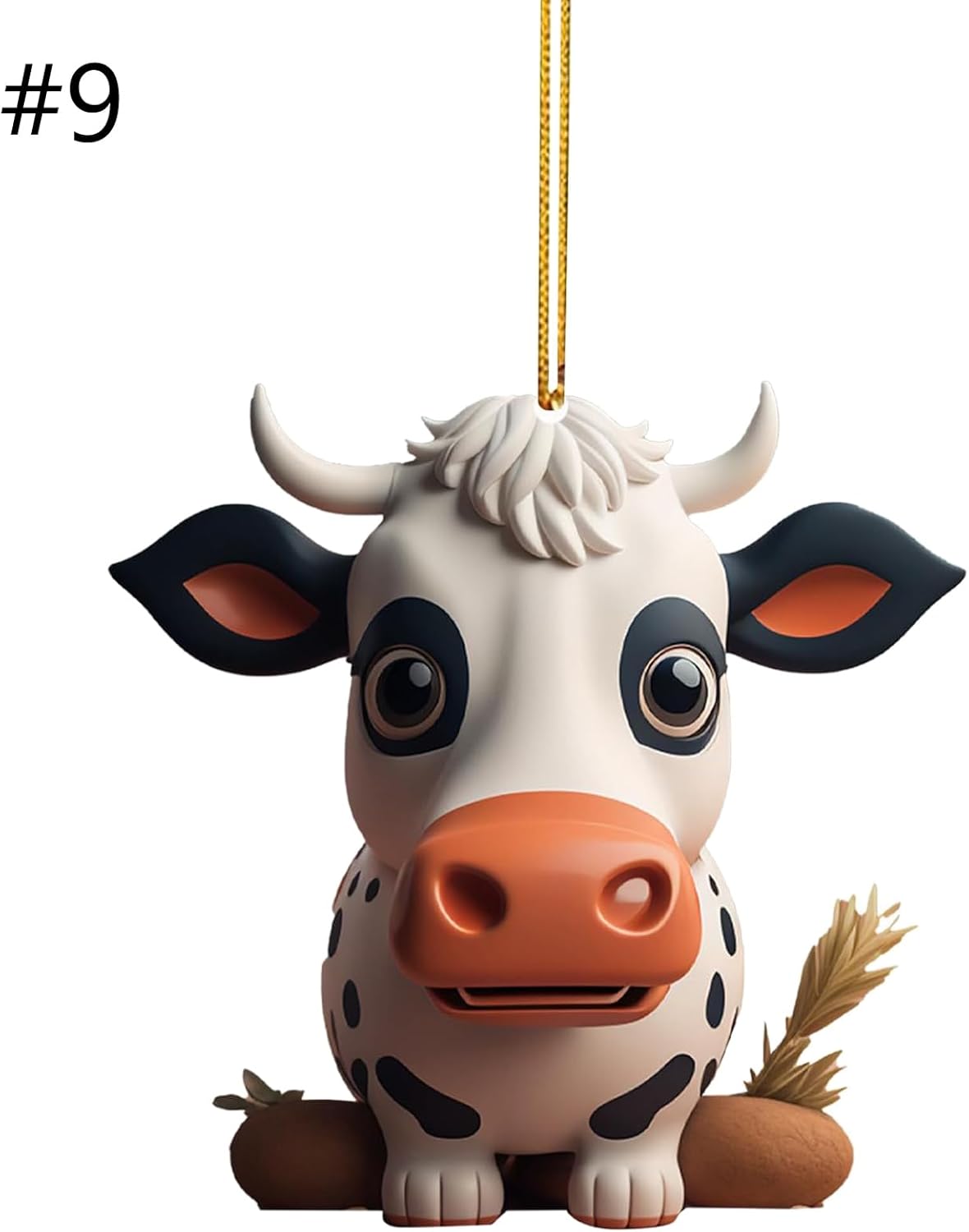 Lanema Playful 3D Cartoon Cow Car Pendant Decorations
