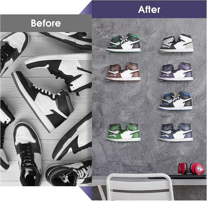 Black Metal Floating Shoe Shelves Wall Mount Set of 6