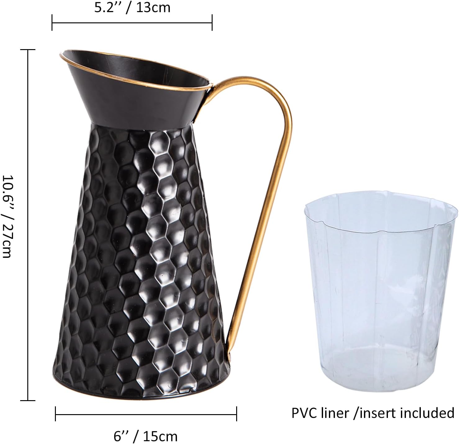 Elegant Black Metal Pitcher Vase for Home Dcor