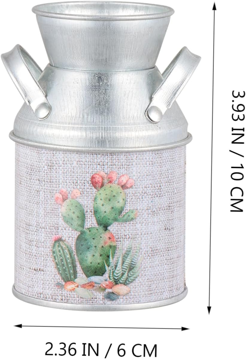 PRETYZOOM 3pcs Retro Tinplate Flower Vase with Handle