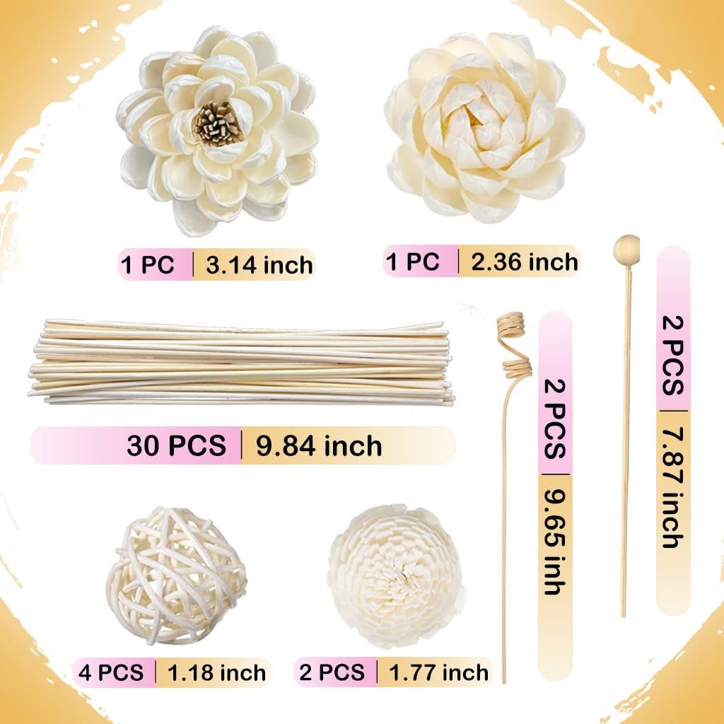42PCS Natural Rattan Reed Diffuser Set Home Fragrance Decor