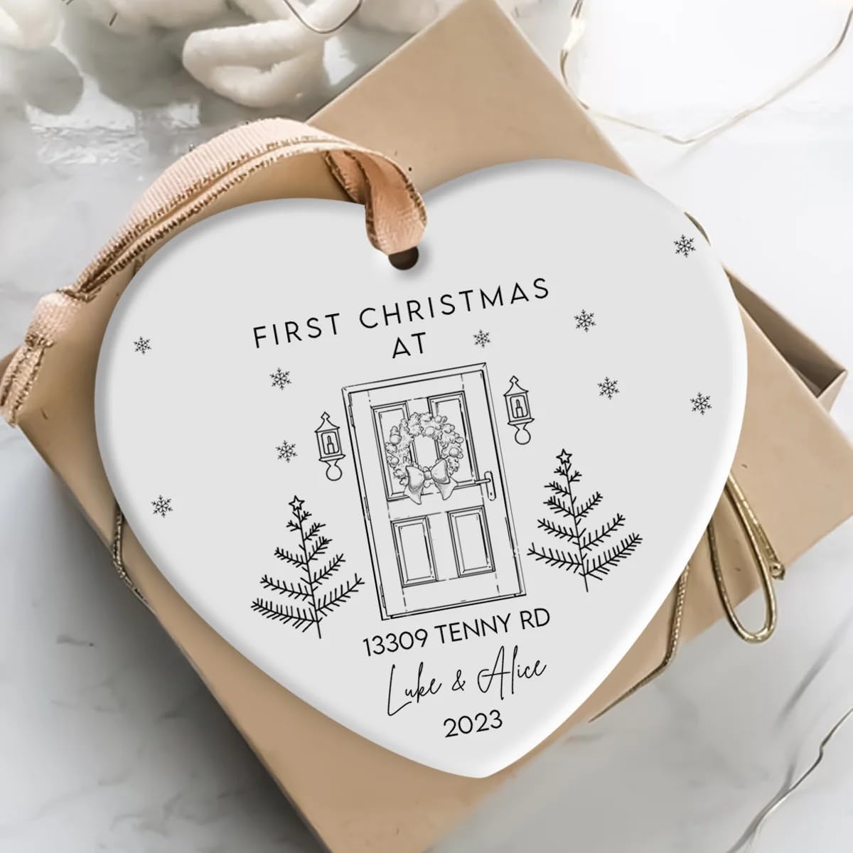 First Christmas Custom Name and Address Personalized Ornament