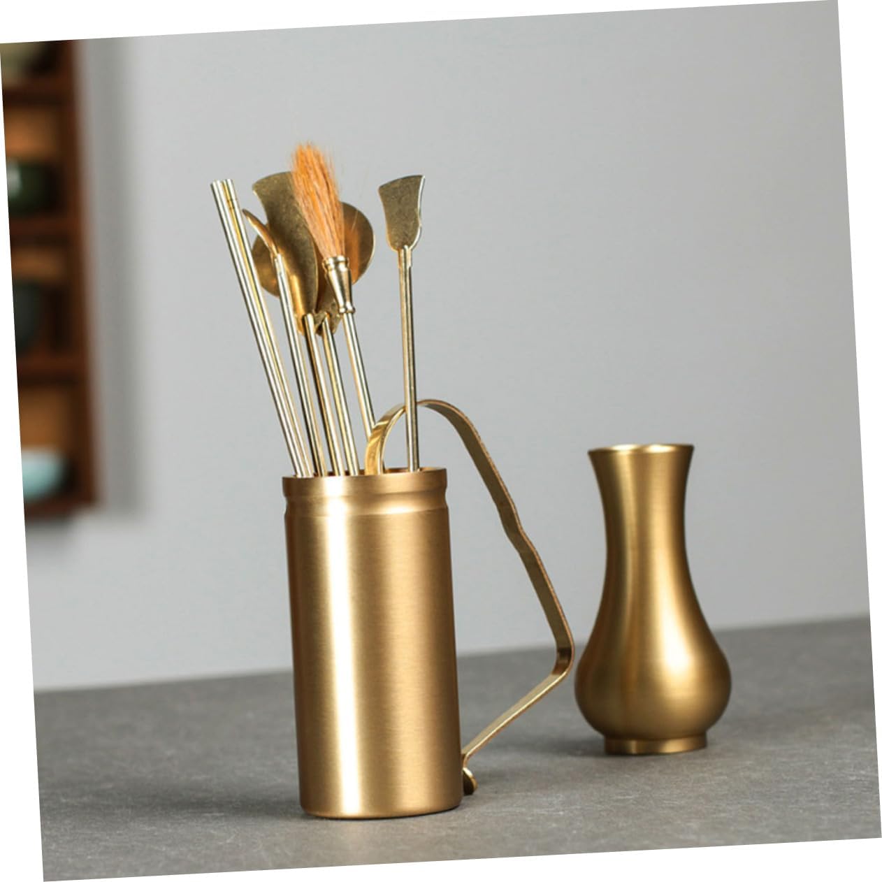 VINTORKY 1Pc Brass Flower Holder Vase for Home Decor