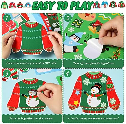 Funrous 24 Pcs Christmas Ugly Sweater DIY Ornaments Kit