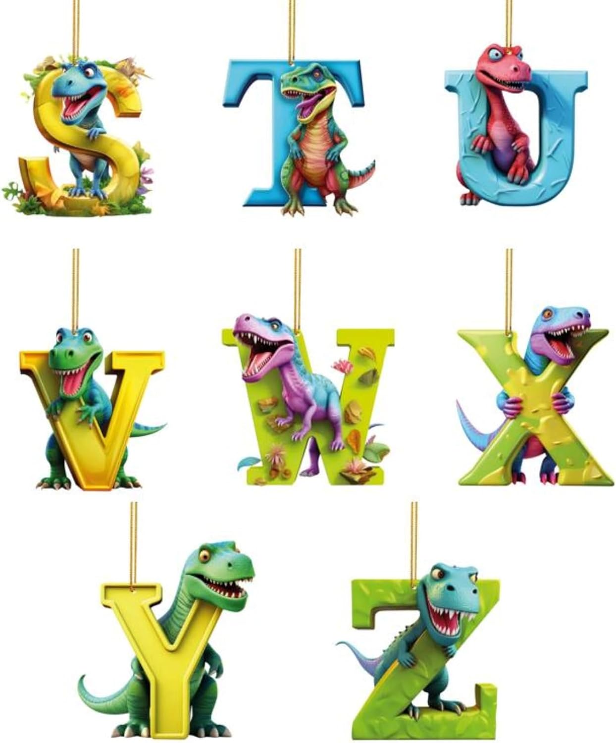 Christmas Dinosaur Acrylic Ornament Letters Decorative Hanging for Tree