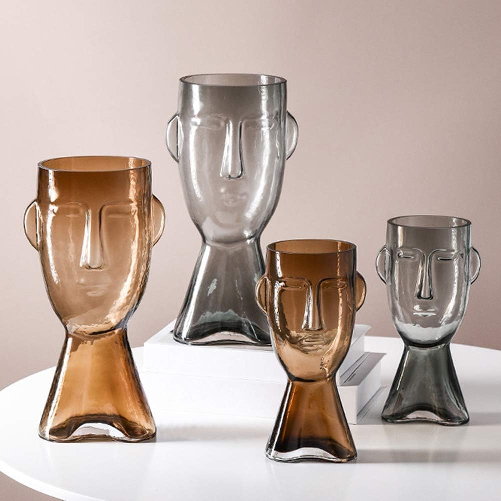 Floral Vase Glass Decorative Large Head Planter Urn
