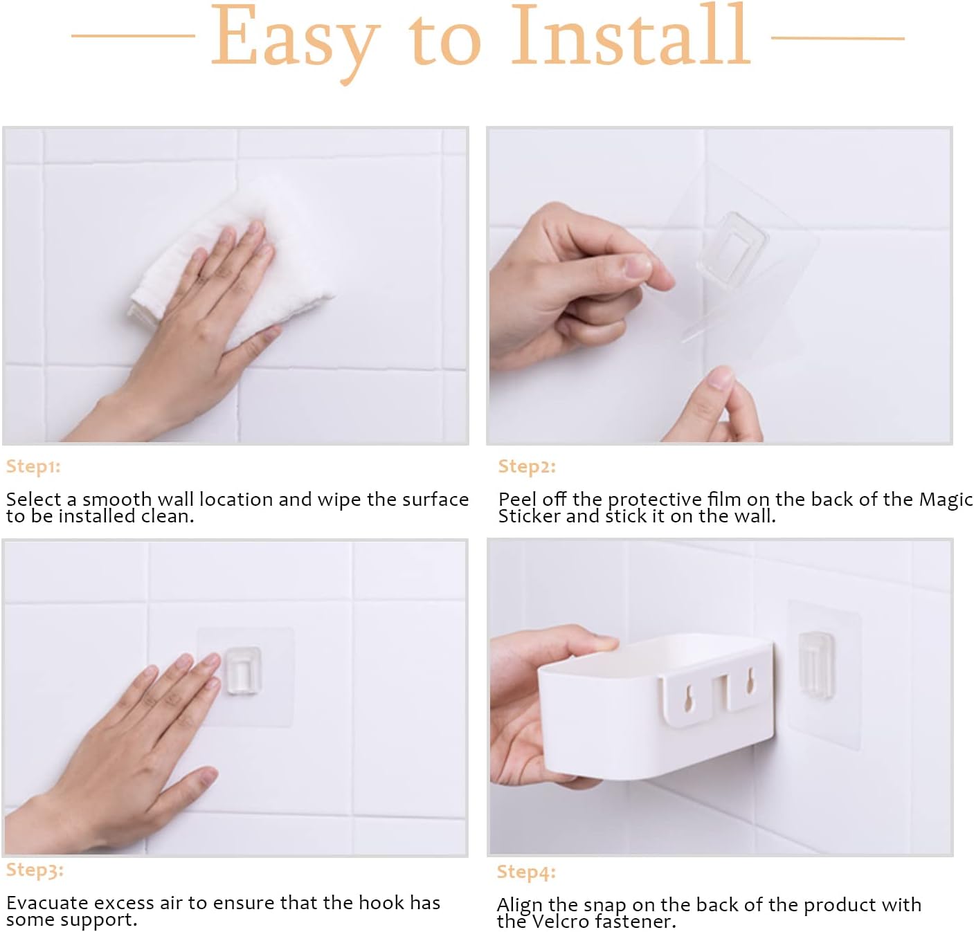 4 Pack White Floating Wall Shelf Organizer Set