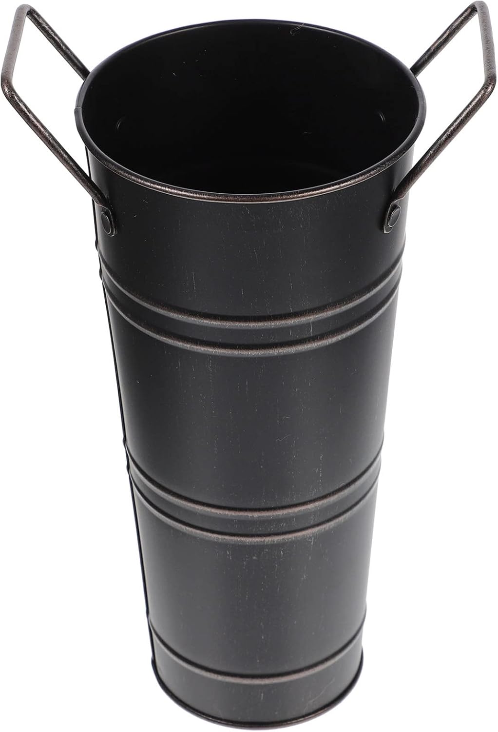Beavorty Metal Flower Vase Bucket Rustic Decorative Planter Black