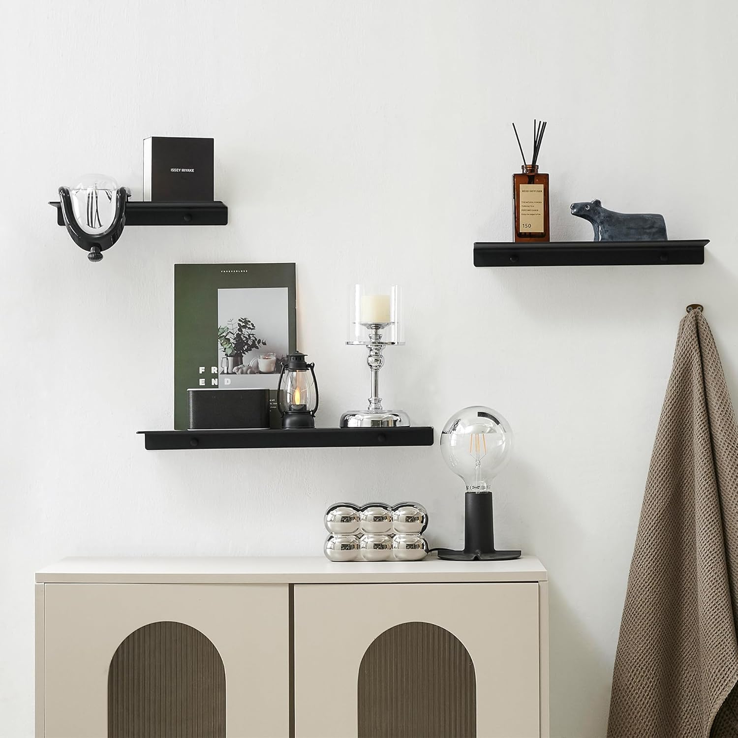 JOOM Metal Wall Floating Shelf - Black 8 Inch