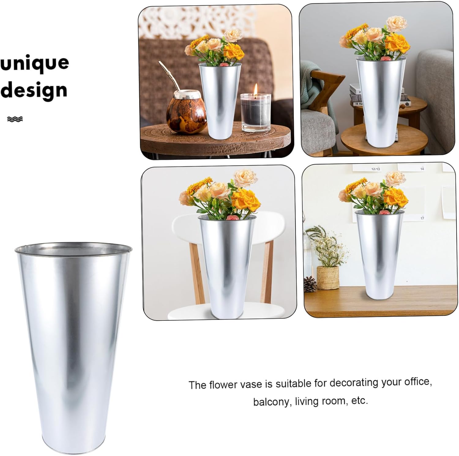 Amosfun Iron Art Flower Bucket Premium Vase for Dried Flowers