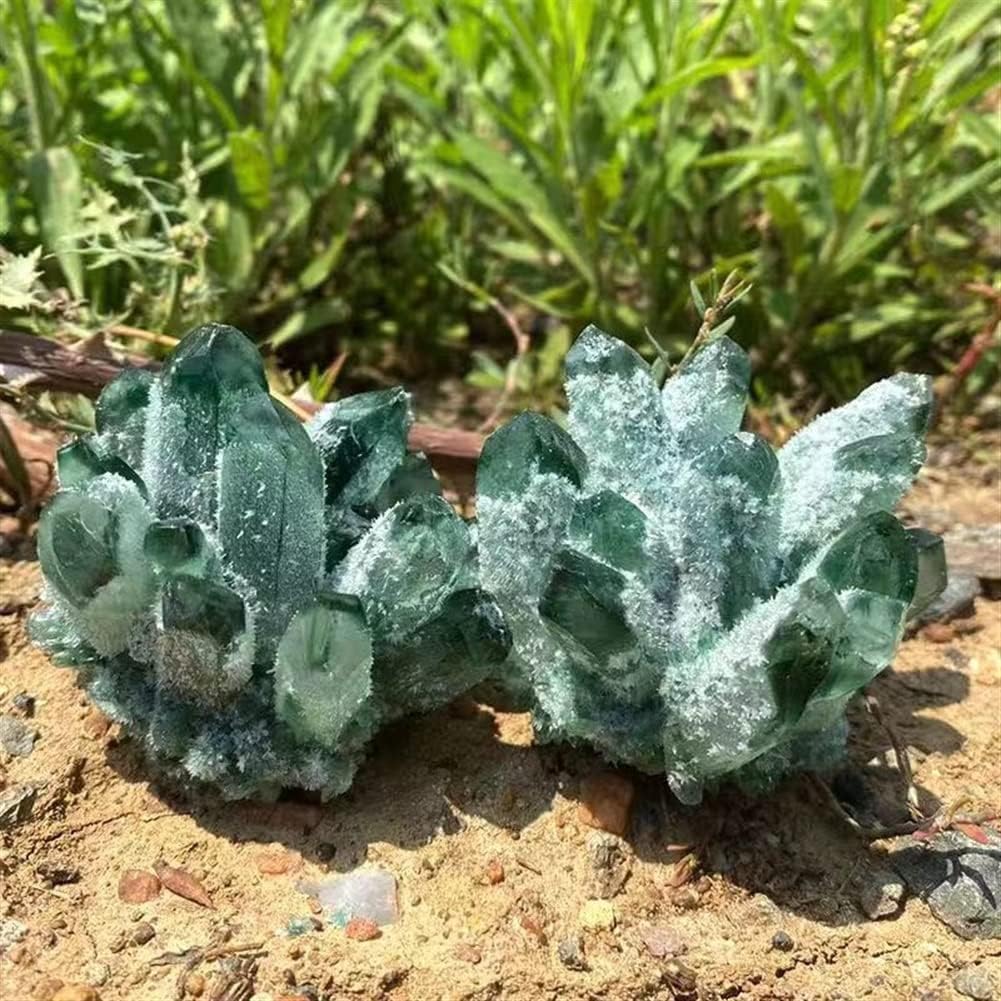 PEKMAR Green Ghost Phantom Quartz Crystal Cluster Home Decor