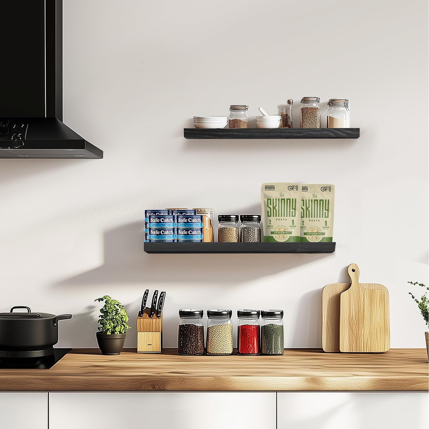 Floating Wall Shelves 2 Pack Rustic Black 16 Inch