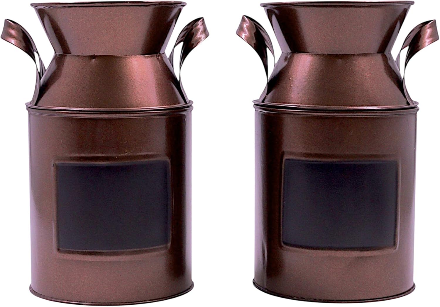 Hosley Set of 2 Antique Bronze Metal Chalkboard Milk Can Vase
