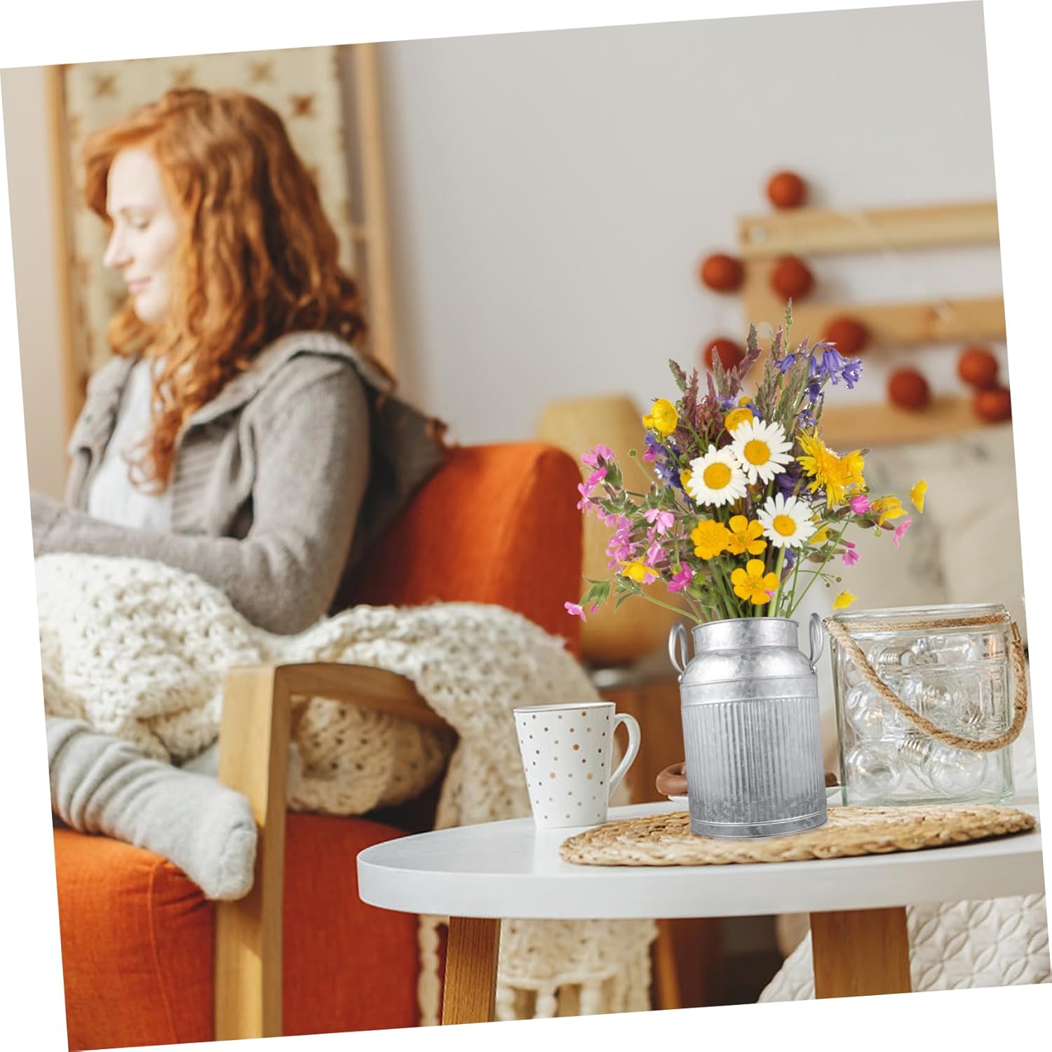 Rustic Iron Flower Bucket for Dried Flowers