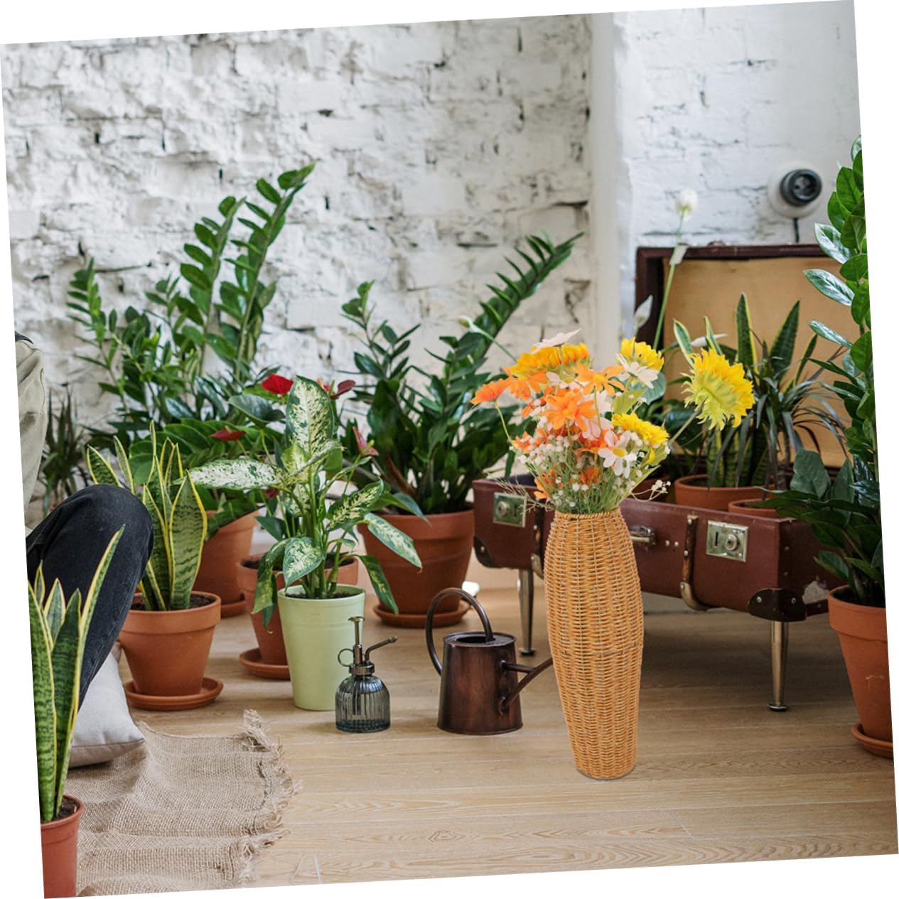 2pcs Rustic Woven Vase for Living Room Decor
