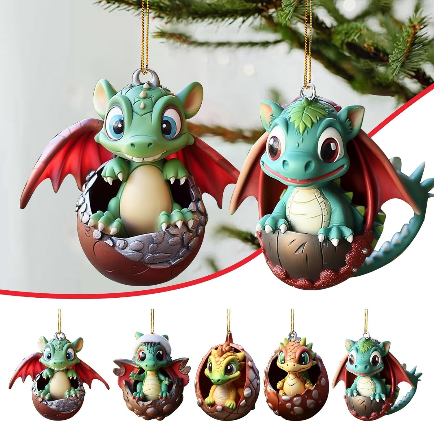 Acrylic Dragon Baby Christmas Ornament Pendant