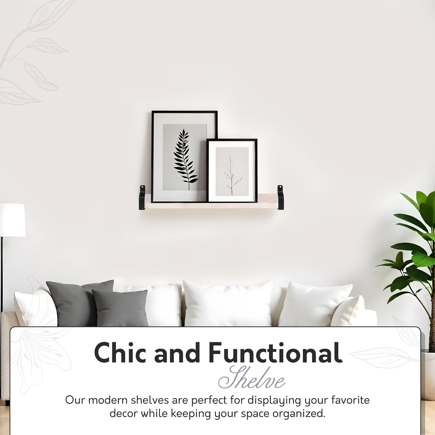 InPlace Wall Mounted Floating Shelf Distressed White 5x24x3