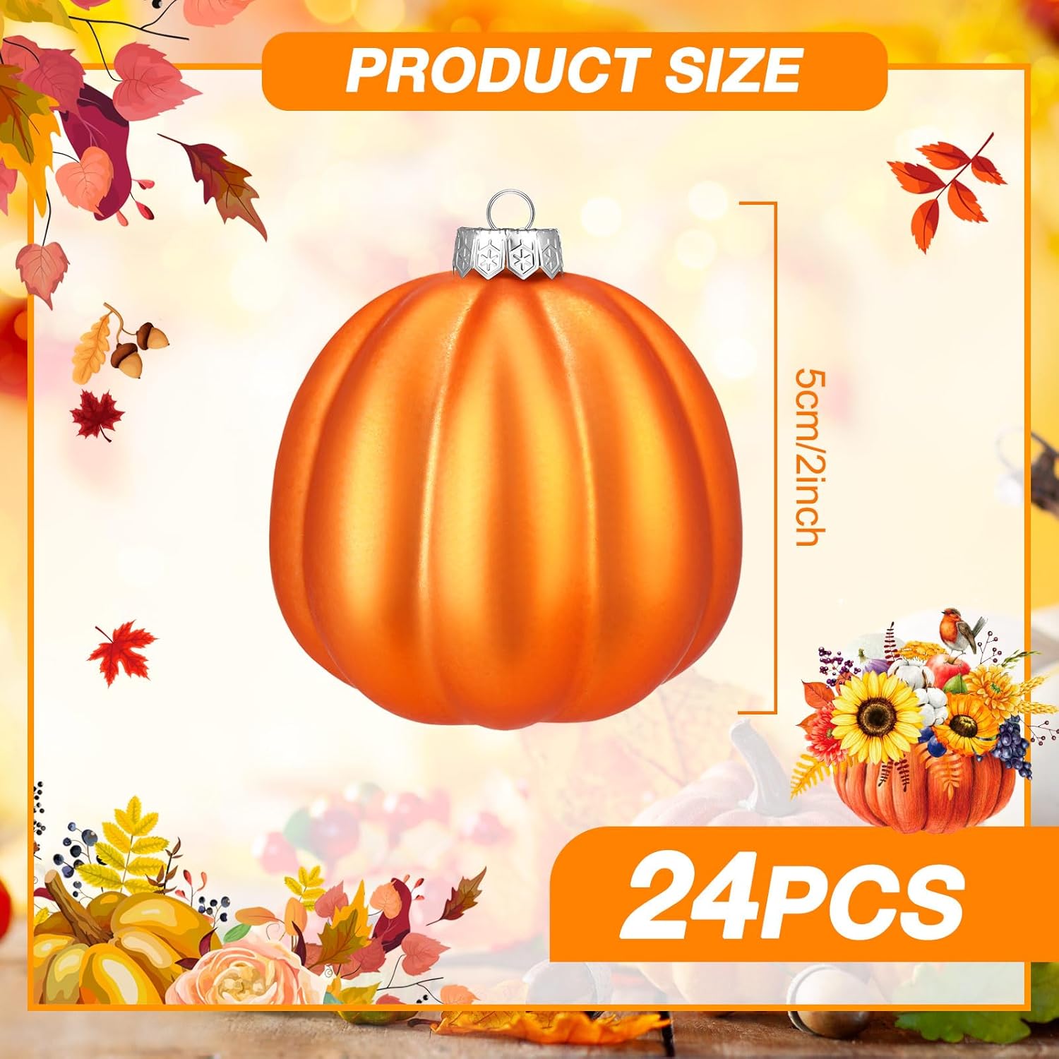 Tigeen 24 Pcs Fall Pumpkin Hanging Ornaments