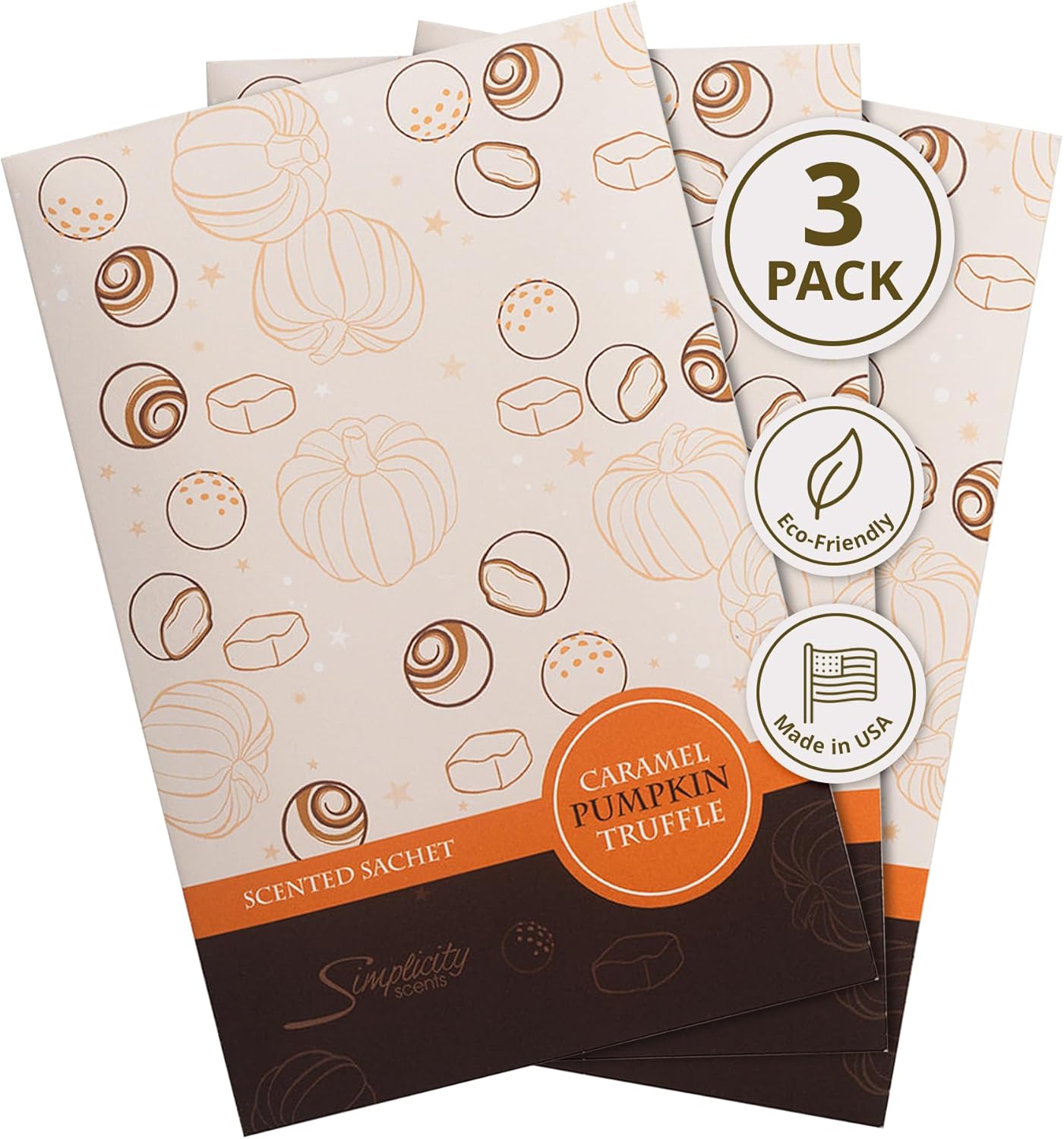 Floral Simplicity Caramel Pumpkin Truffle Scented Sachets Pack of 3