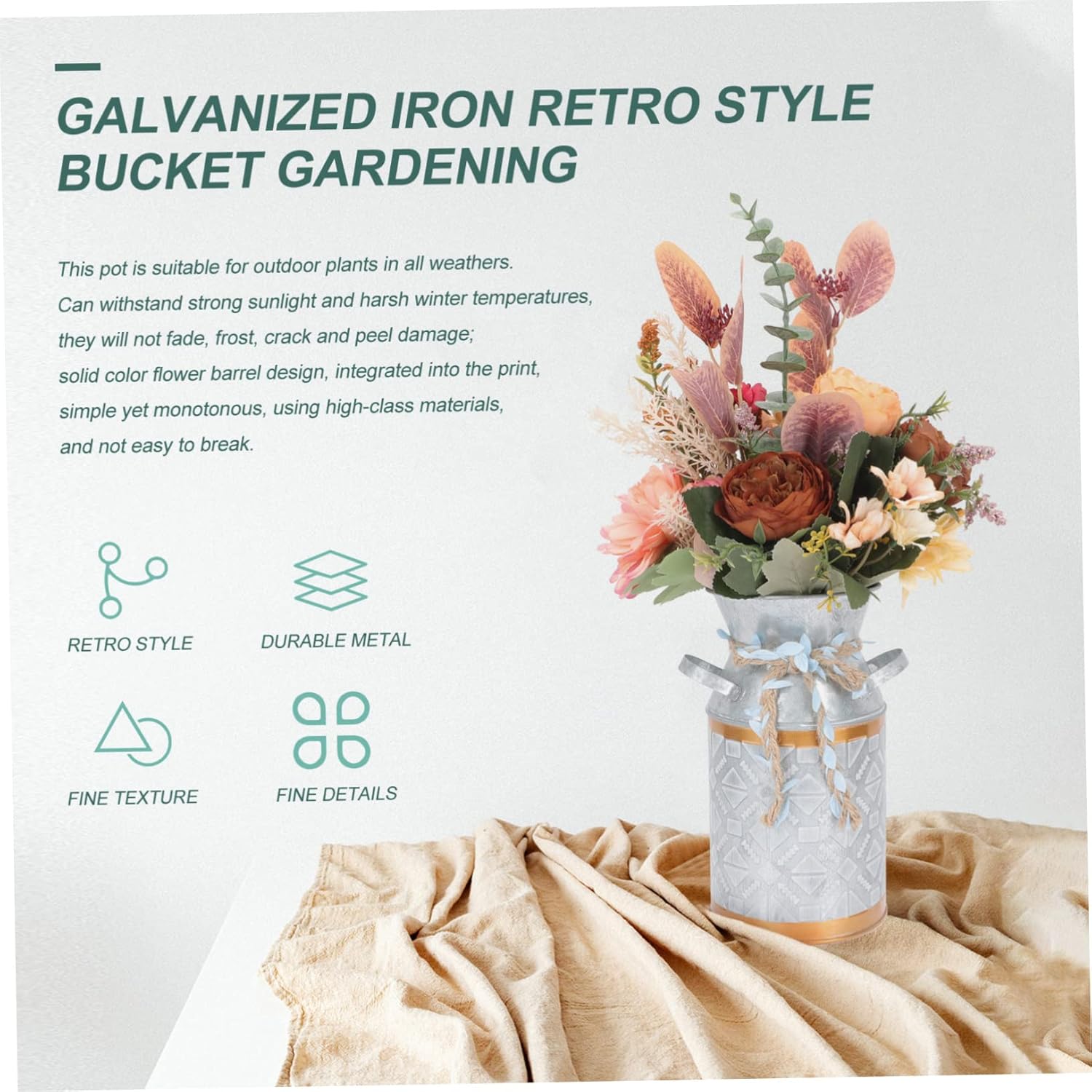 Modern Iron Flower Bucket for Home Decor