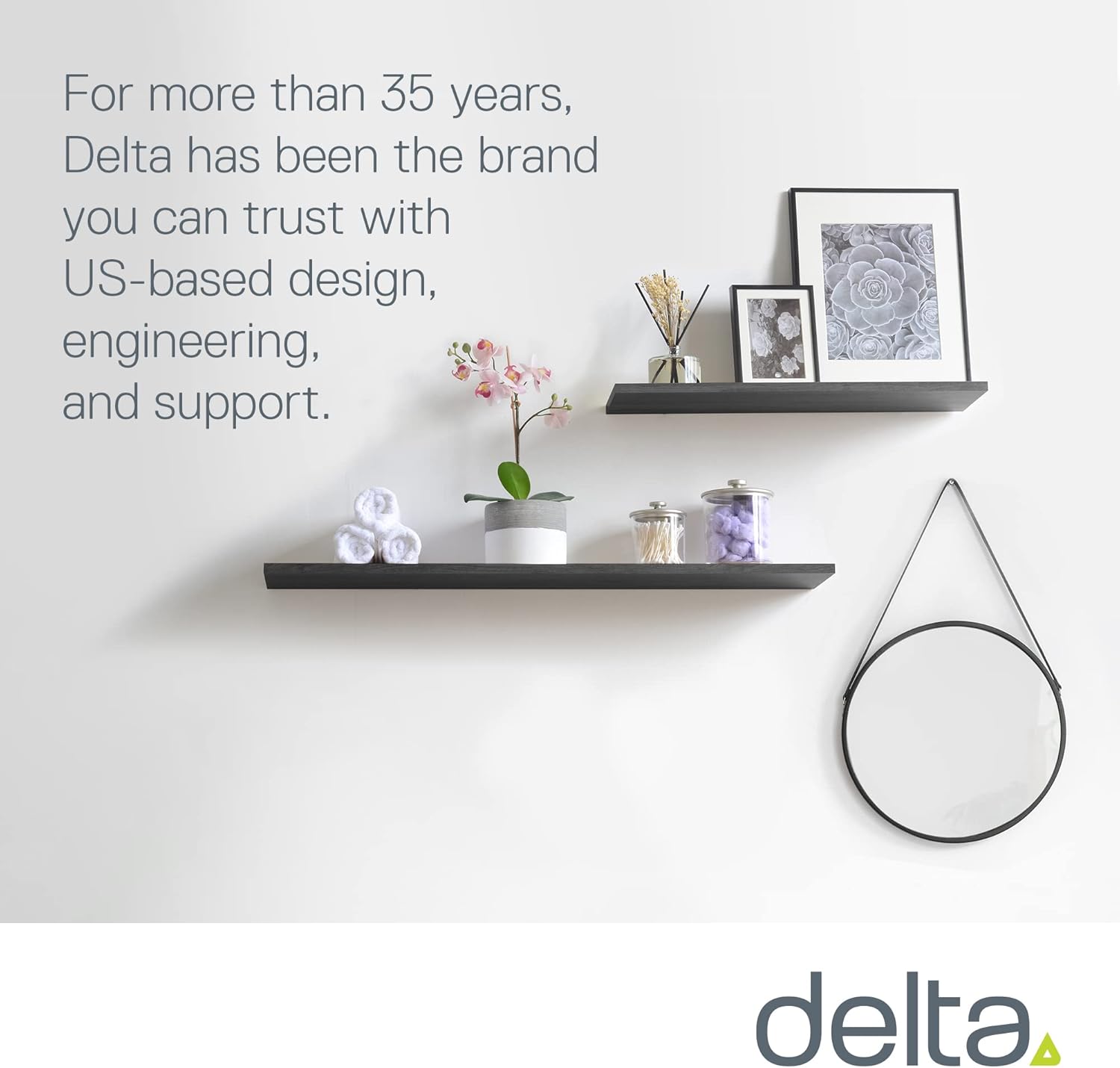Delta Floating Shelves 2 Pack Black 24x8x1 Modern Wall Mounted