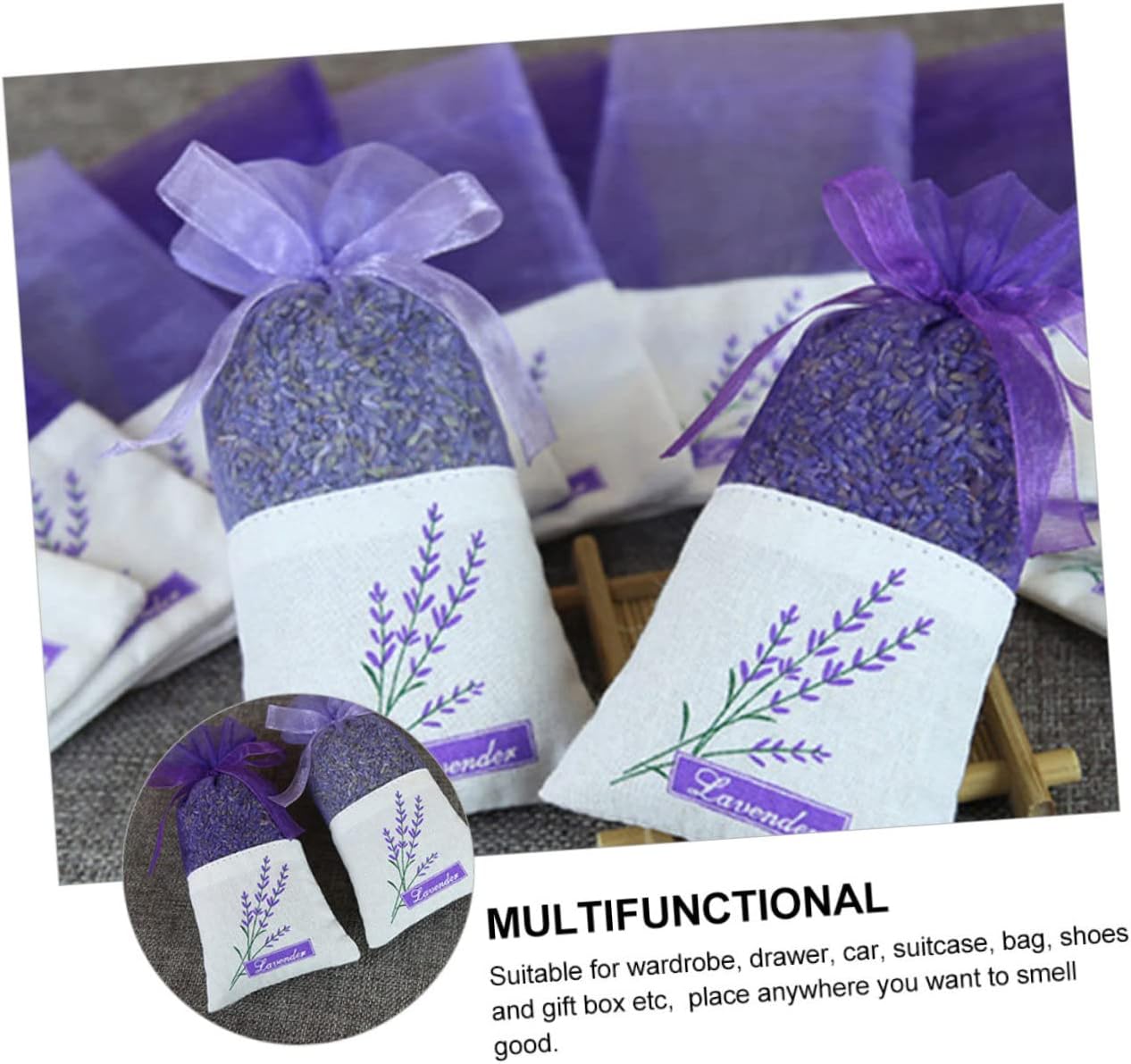 Homoyoyo 22Pcs Lavender Sachet Bags Aromatic Air Freshener for Wardrobe and Drawers