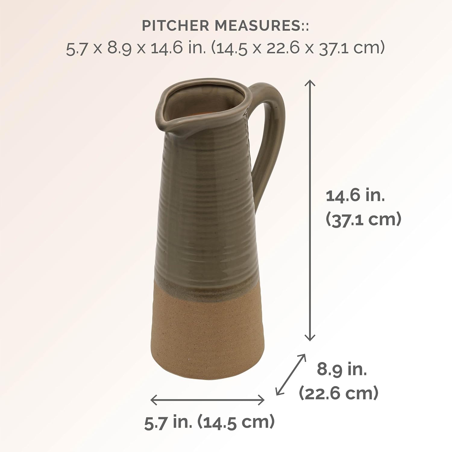 Elements Ceramic Pitcher Vase Sage Green 15 Inch
