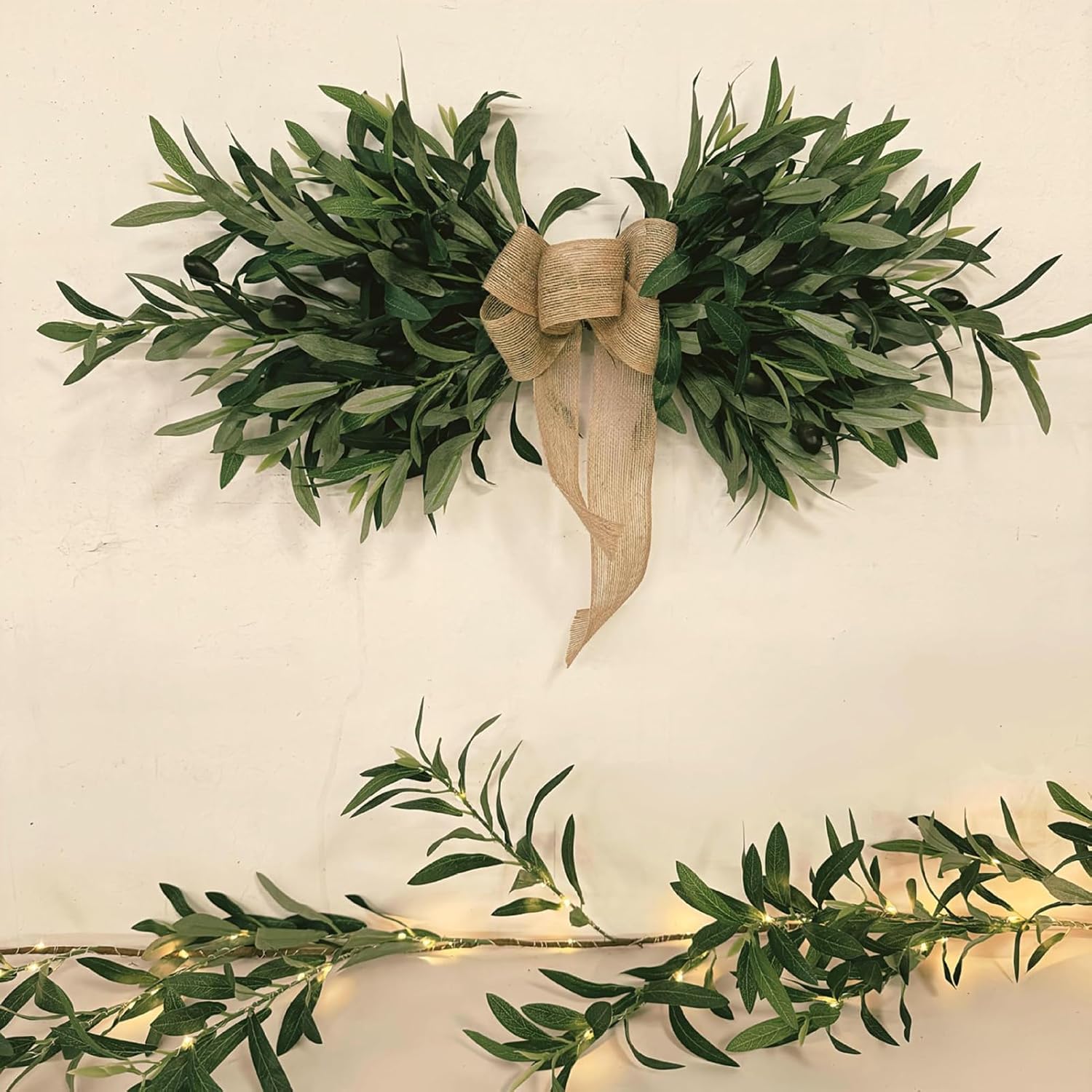 Wnvivi 236 Inch Artificial Olive Flower Swags Wreath