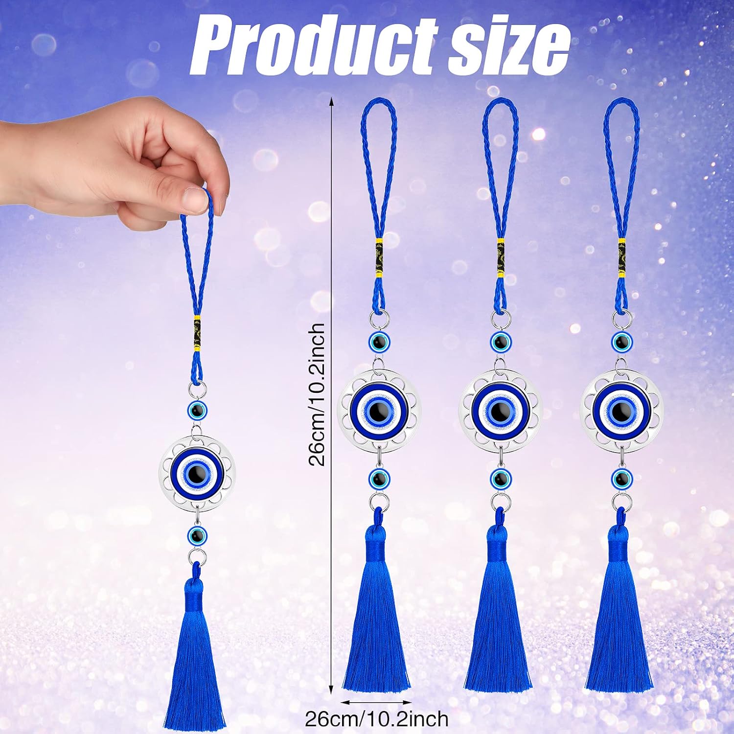 Hicarer Blue Resin Evil Eye Car Hanging Ornament Set