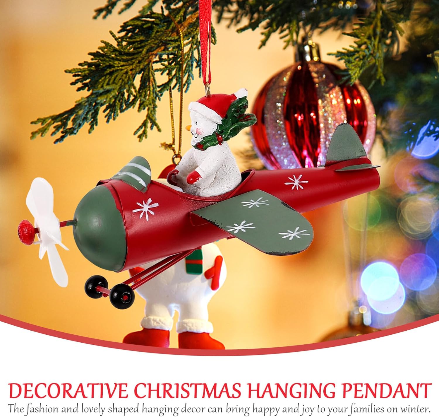 PRETYZOOM Funny Santa Airplane Ornament Christmas Tree Decoration