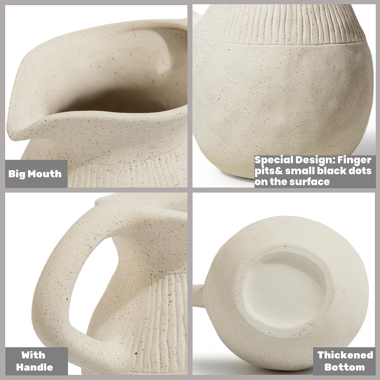 Brighomrom Farmhouse Ceramic Vase with Handle
