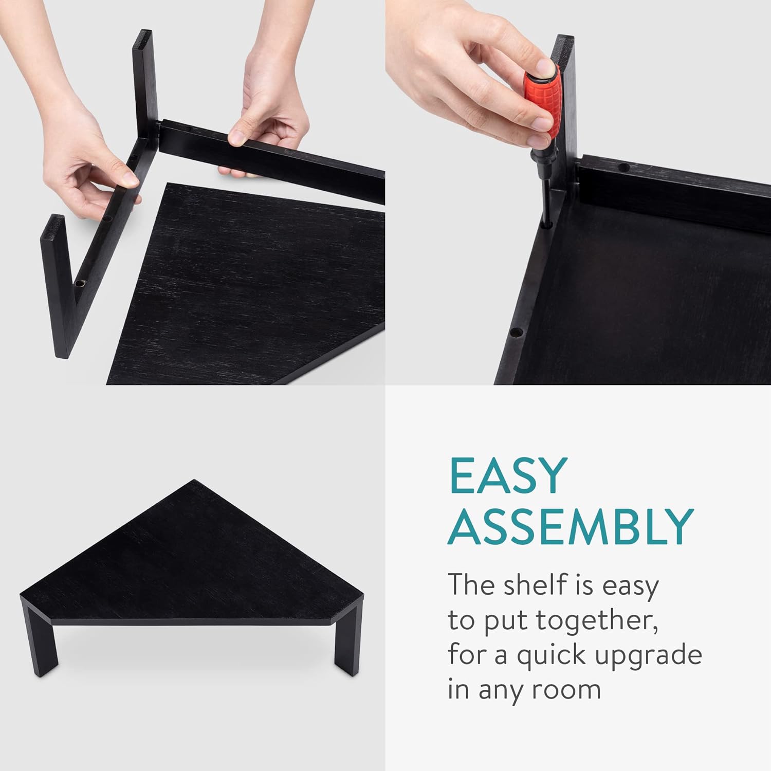 Navaris Bamboo Corner Shelf Unit - Black