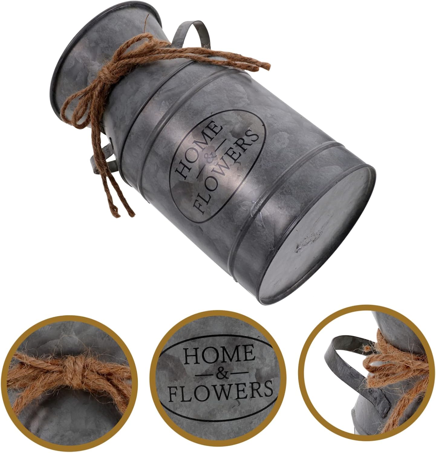 Rustic Iron Flower Bucket for Home and Office Decor