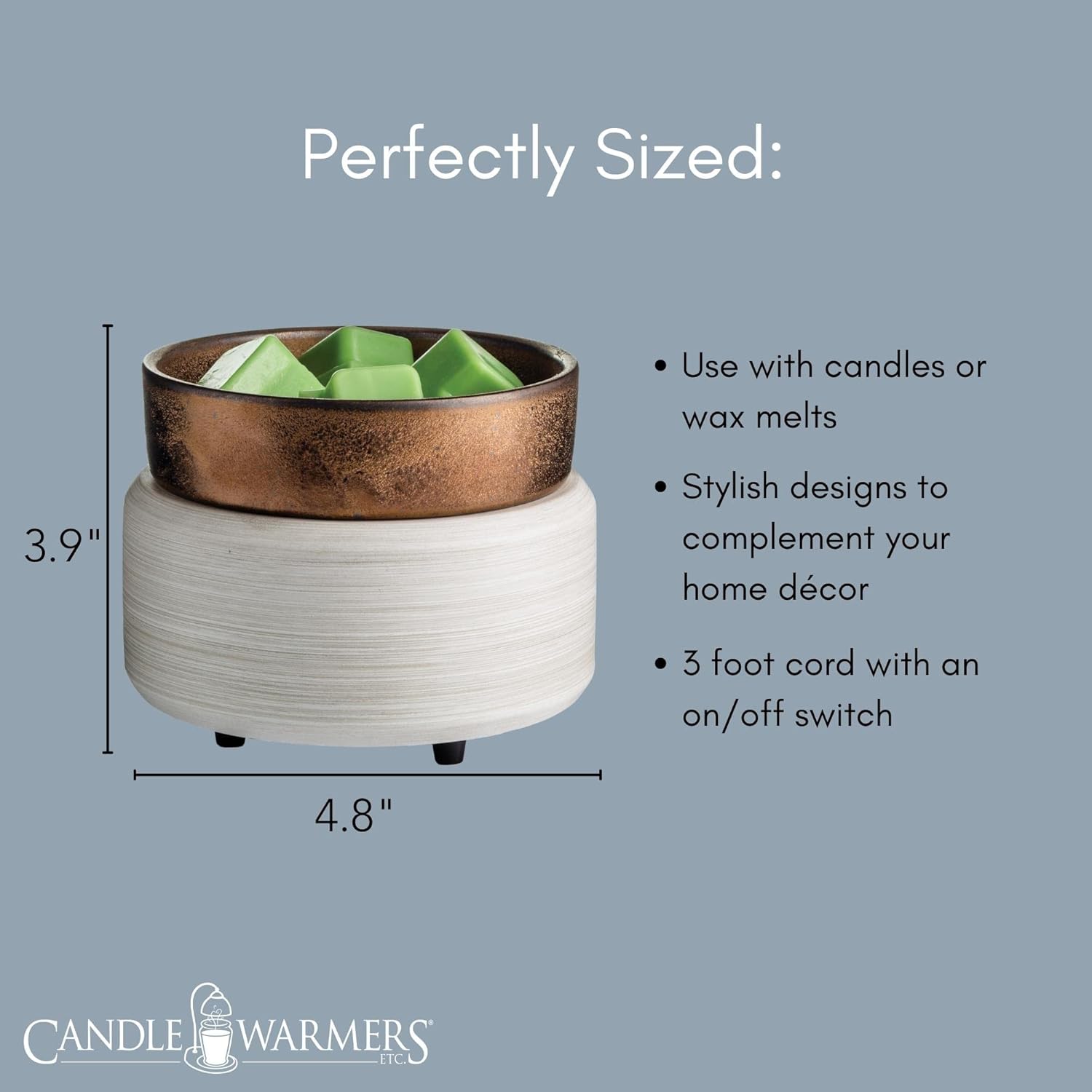 2-In-1 Candle and Fragrance Warmer with Whitewashed Bronze