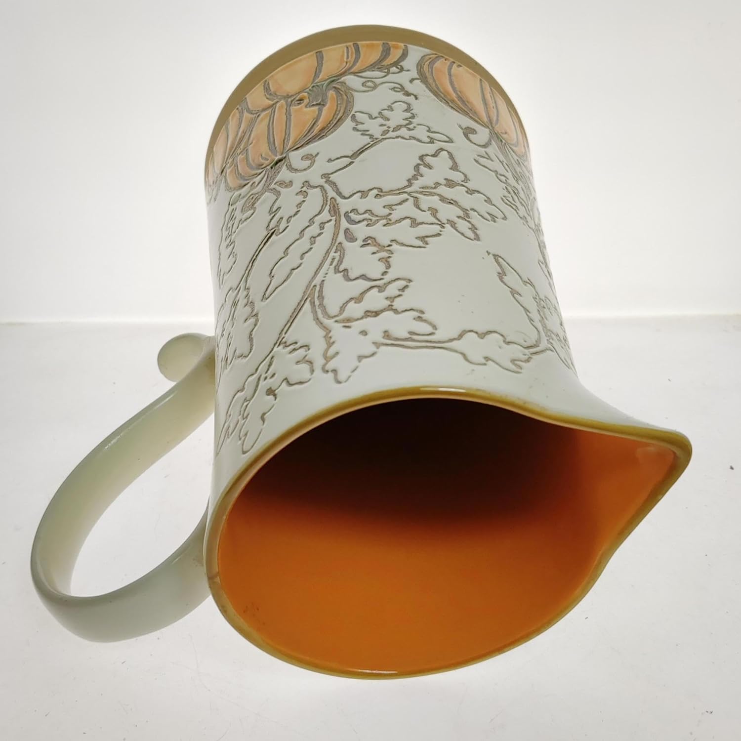 Big Decorative Ceramic Pitcher Vase with Pumpkin Design
