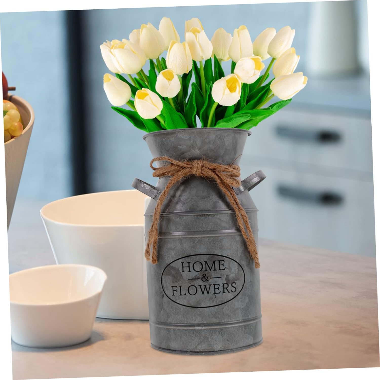 Rustic Iron Flower Bucket for Home and Office Decor