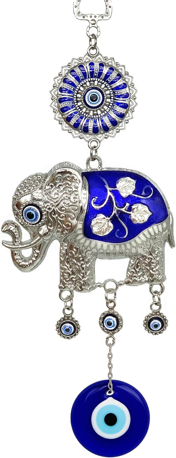 Turkish Blue Evil Eye Lucky Elephant Amulet Hanging Decor
