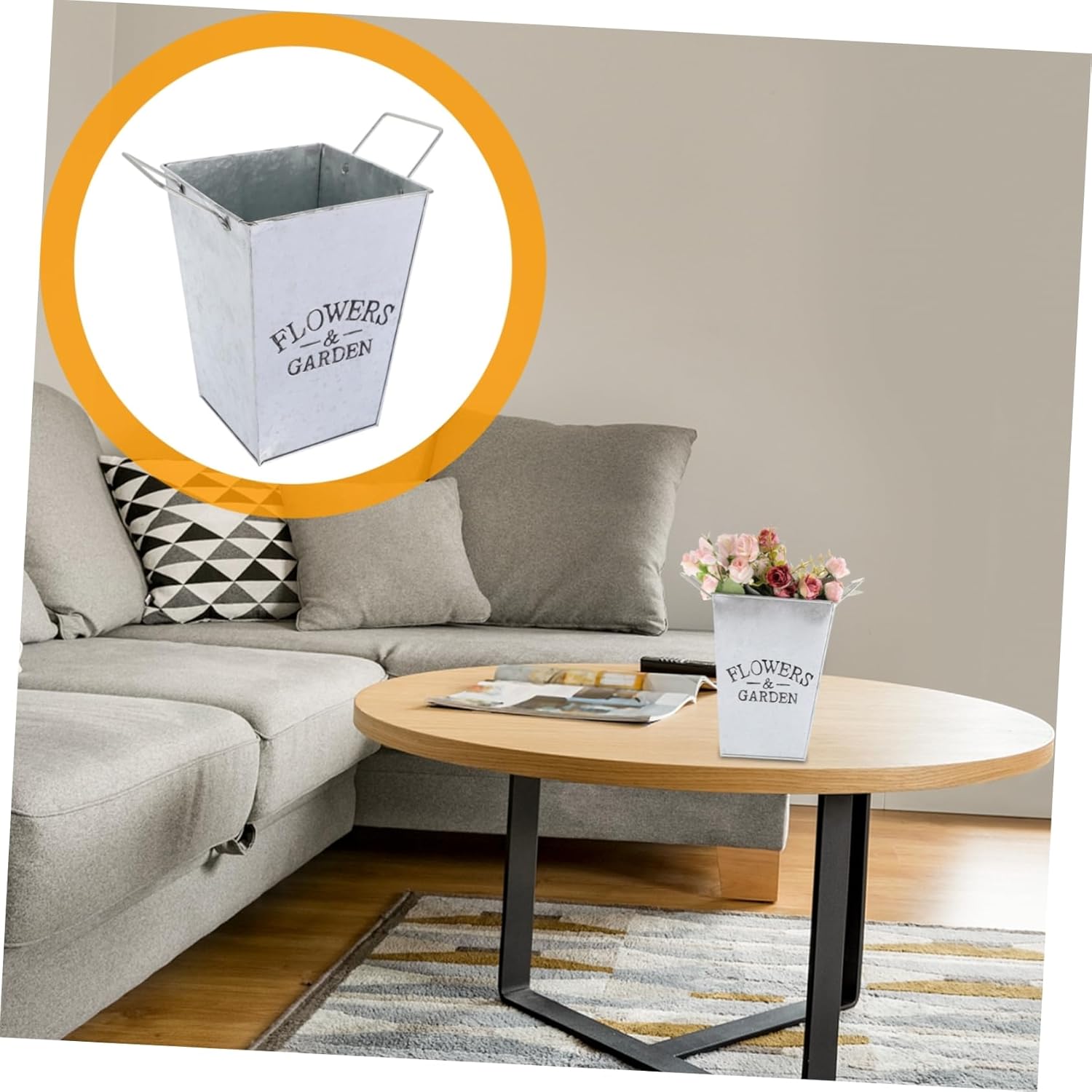 Cabilock Simple Iron Flower Bucket for Dried Flowers